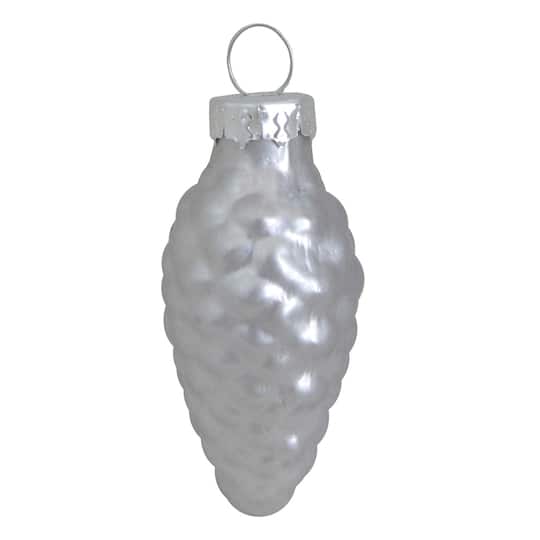 Whitehurst 56ct. 2&#x22; Matte Silver Glass Pinecone Ornaments